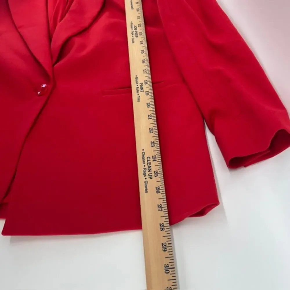Alice + Olivia Denny Boyfriend Blazer Womens 8 Red Oversized Notch Professional - Picture 5 of 9